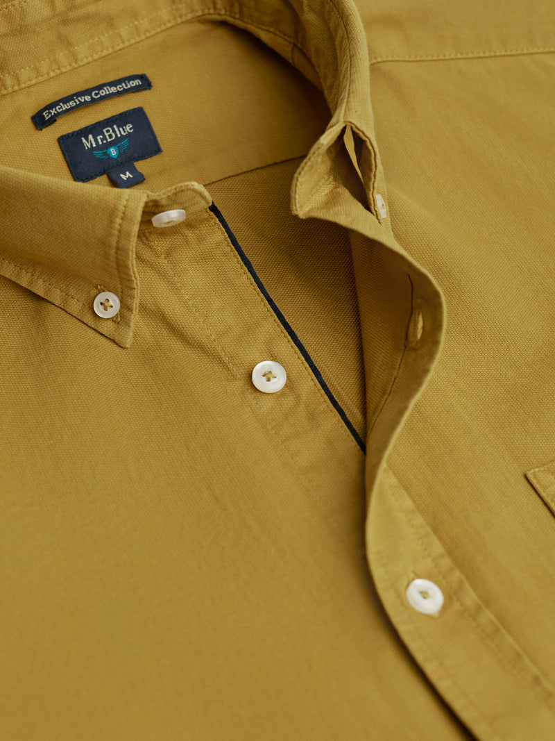 Regular Fit Structured Yellow Shirt