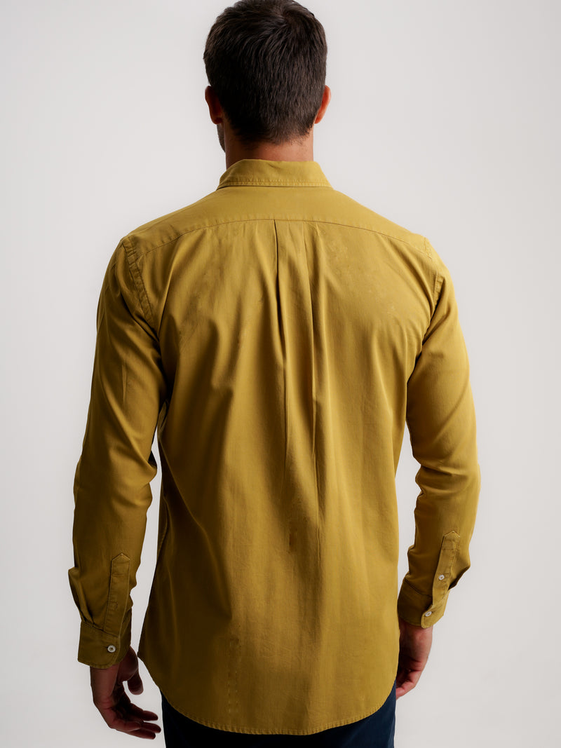 Regular Fit Structured Yellow Shirt