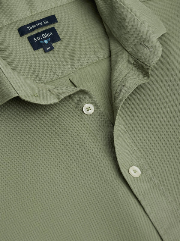 Tailored Fit Structured Shirt Green