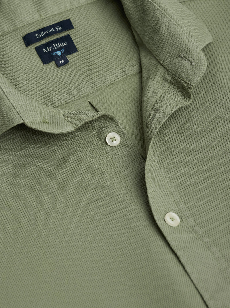 Tailored Fit Structured Shirt Green