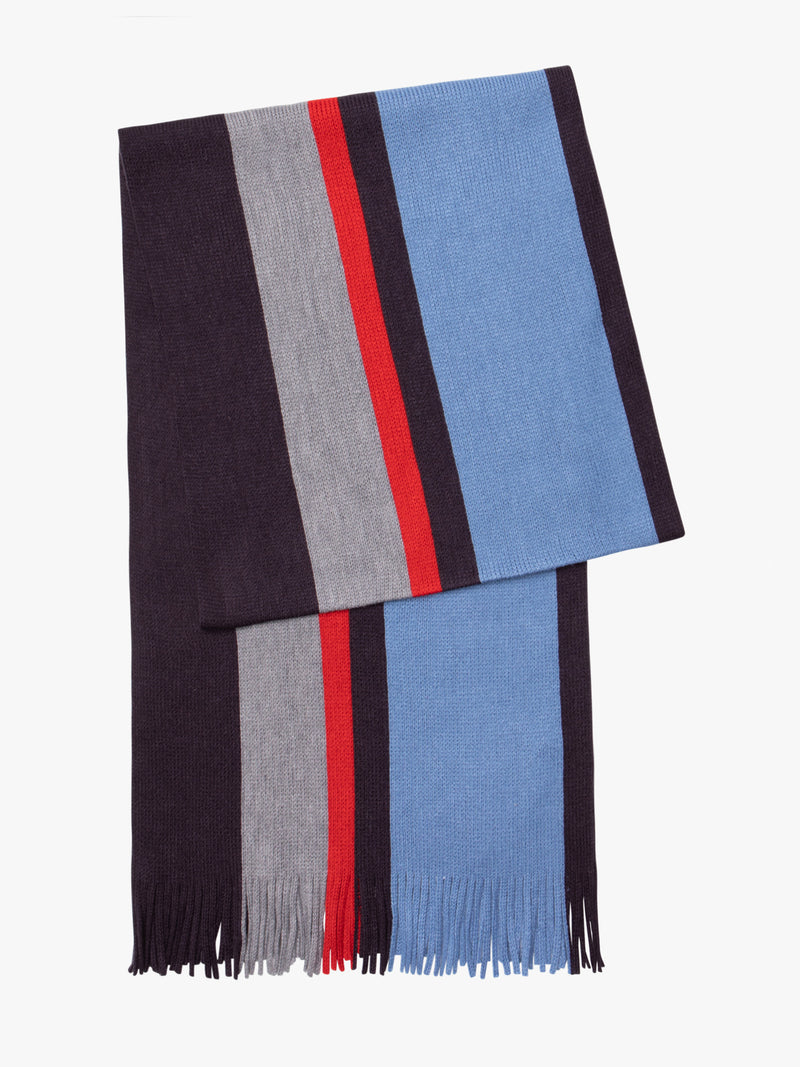 Dark blue and gray thick-striped scarf