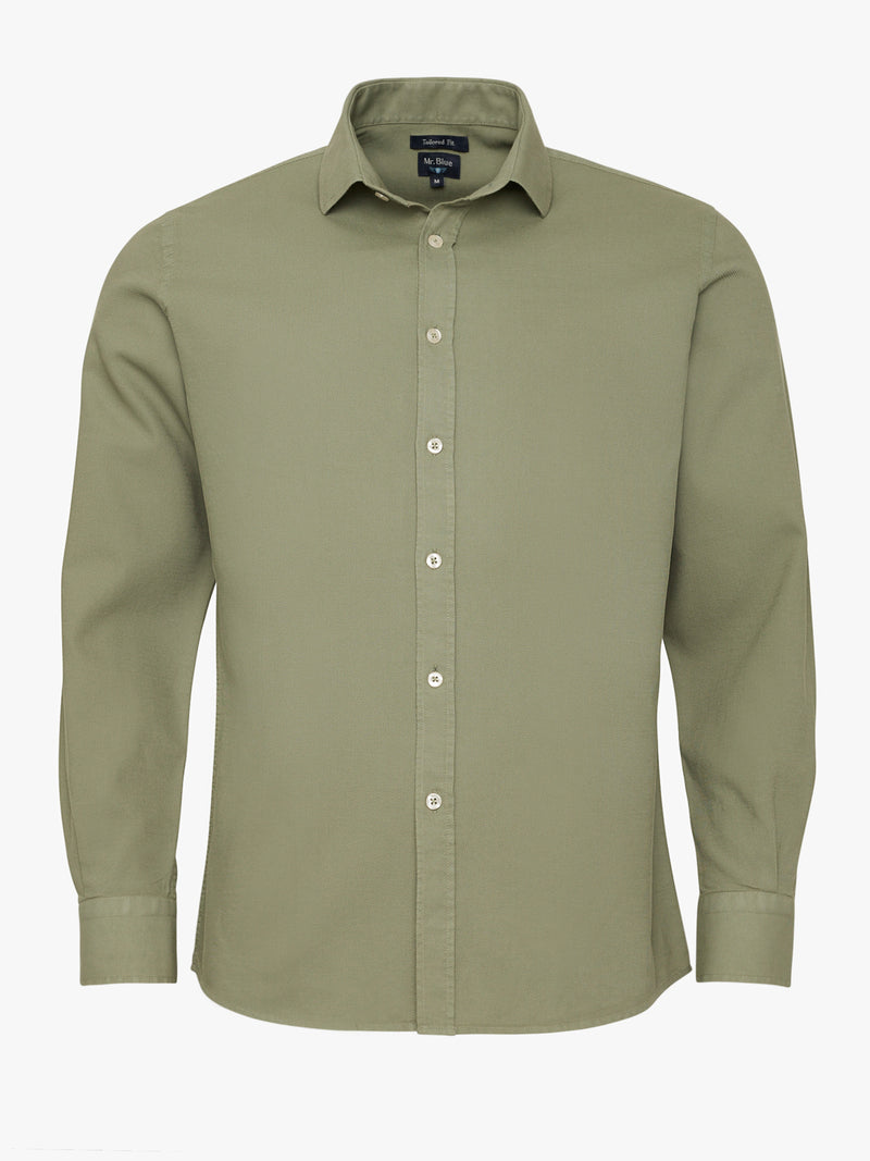 Tailored Fit Structured Shirt Green