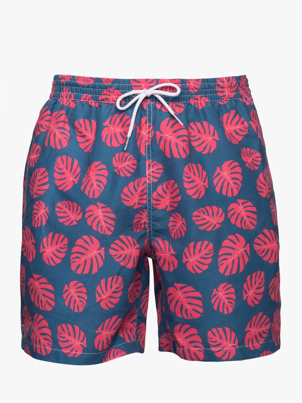 Classic swim shorts with pink and blue pattern