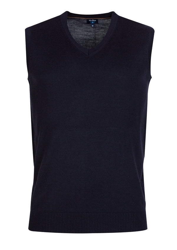 Dark Blue Plain Wool Vest