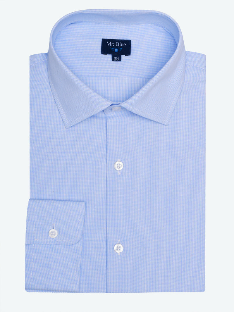 Camisa Classic Fit Fil-a-Fil Azul