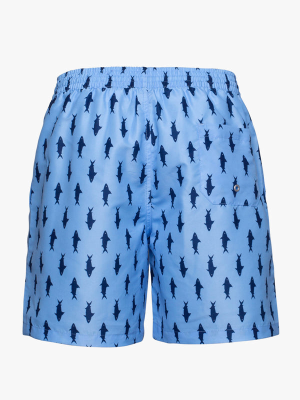 Classic swim shorts with blue and light blue pattern