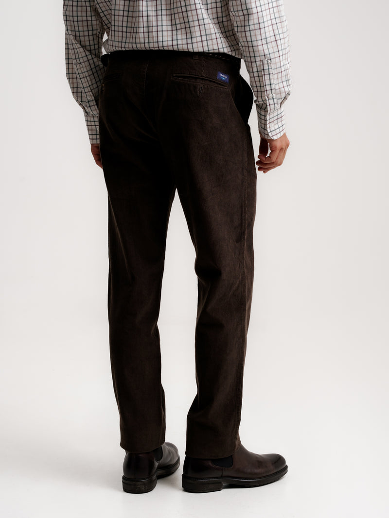 Regular Fit Brown Bombazine Trousers