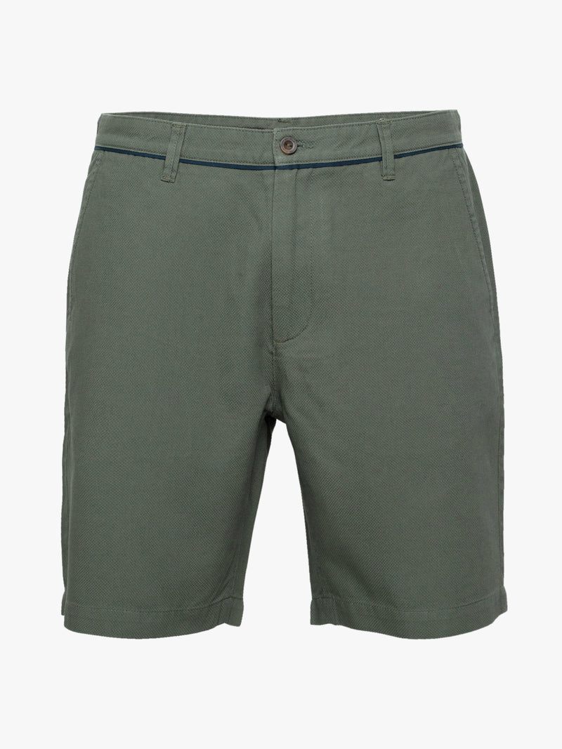 Pantalones cortos chinos estructurados de color verde caqui en algodón de corte informal