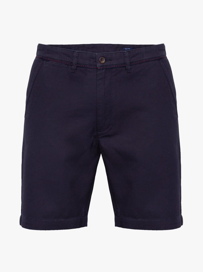 Pantalones cortos chinos estructurados de color azul oscuro en algodón de corte desenfadado