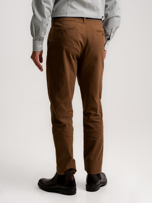 Brown Slim Fit Dobby Chinos