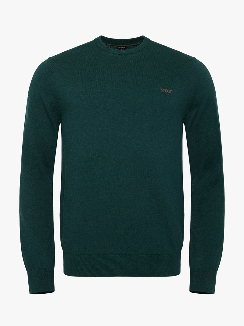 Blue Slim Merino Wool Pullover