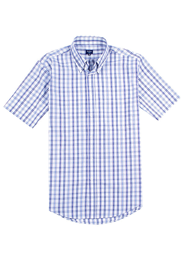 Poplin Striped Short Sleeve Shirt with carcela detail