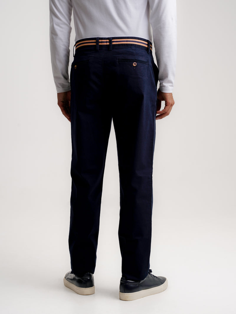 Regular Fit Dobby Blue Chinos