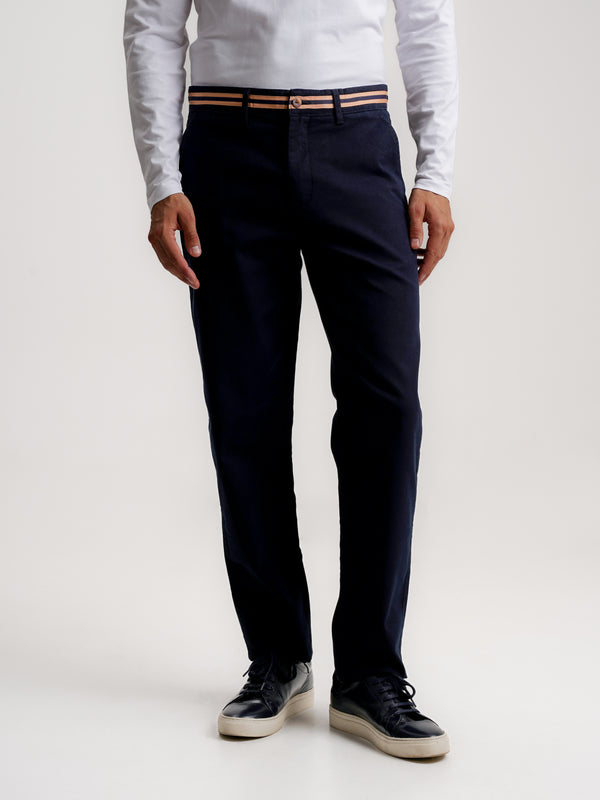 Regular Fit Dobby Blue Chinos