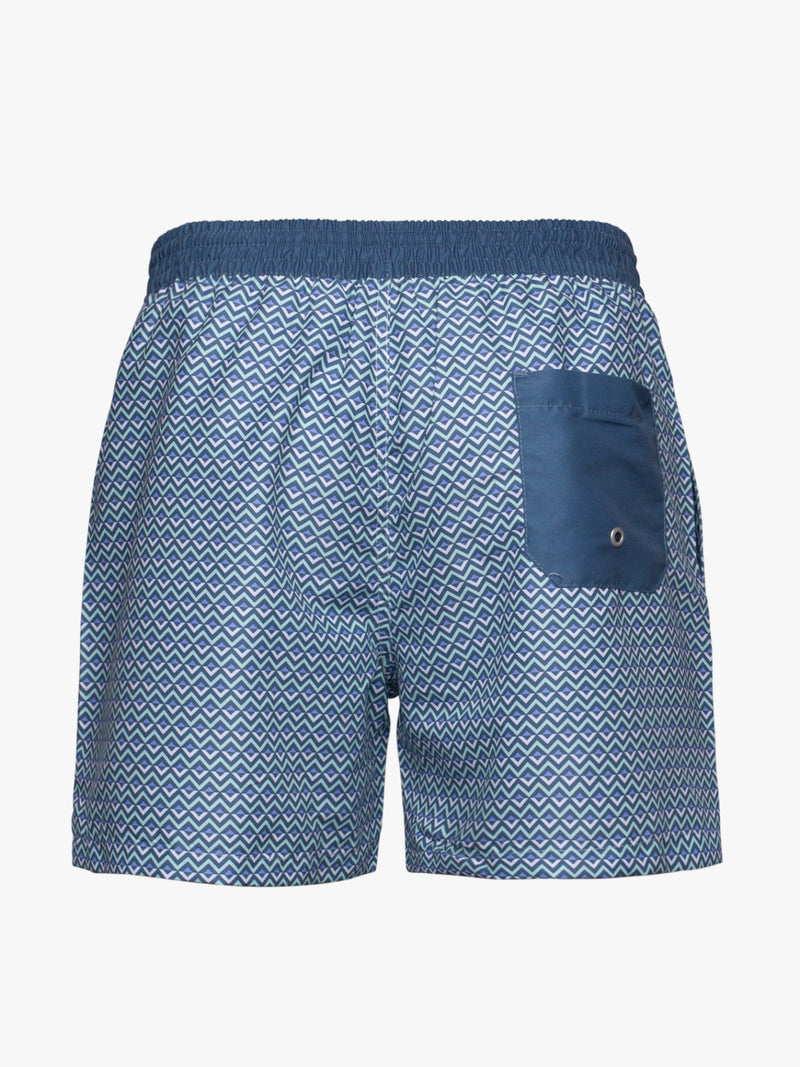 Italian swim shorts with white and green pattern
