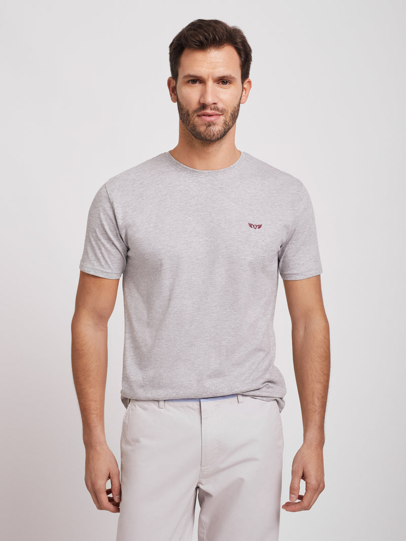 Camiseta gris claro 100% algodón con logotipo