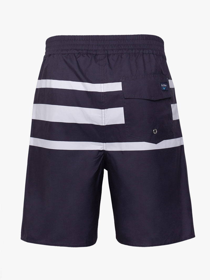 Pantalones cortos de surf a rayas azul oscuro