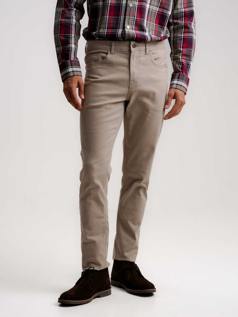 Pantalones Chinos Slim Fit Dobby Beiges