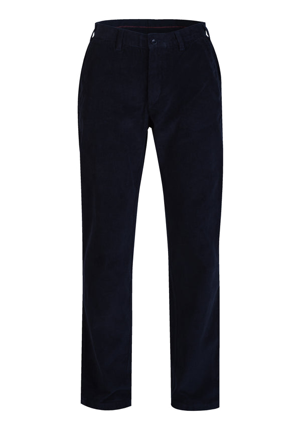 Pantalones de pana azul oscuro con rayas finas