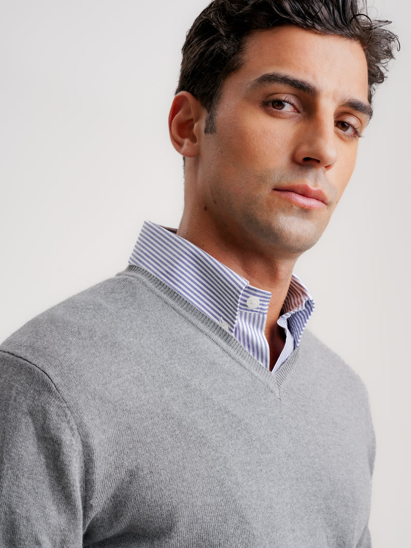 Grey Slim Merino Wool Pullover