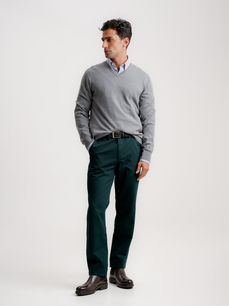 Grey Slim Merino Wool Pullover