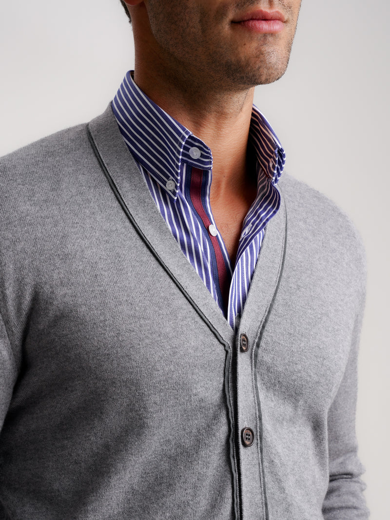 Brown Slim Merino Wool Cardigan