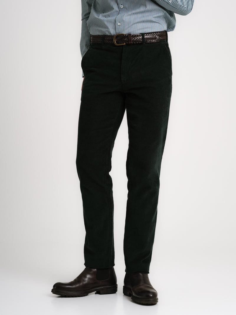 Regular Fit Green Bombazine Pants