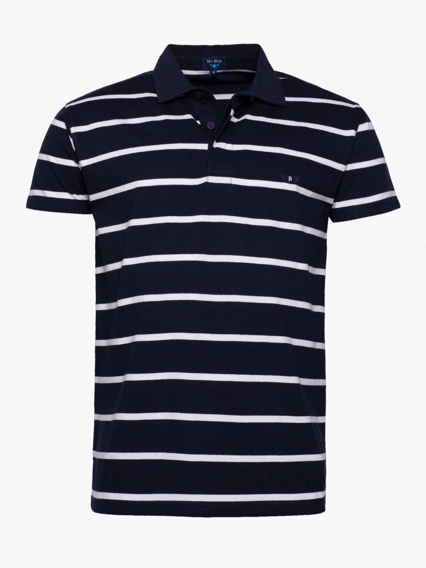 100% cotton blue and white striped rugby polo shirt S