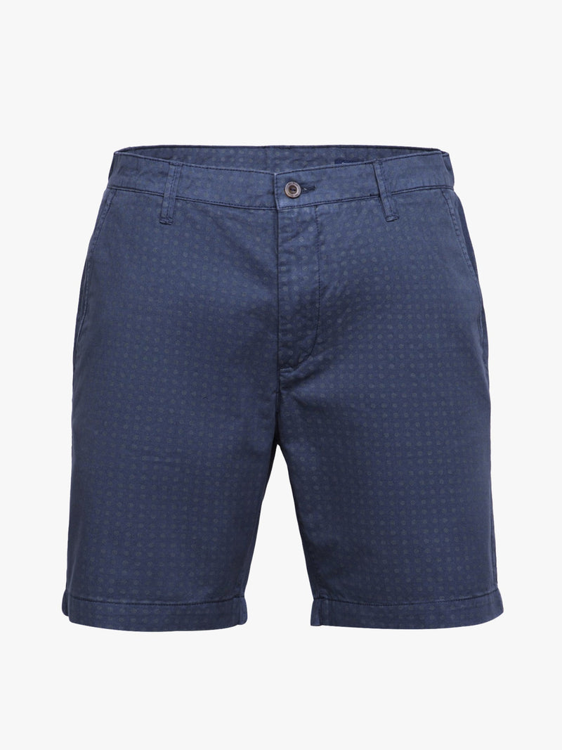Bermuda shorts with dark blue cotton pattern