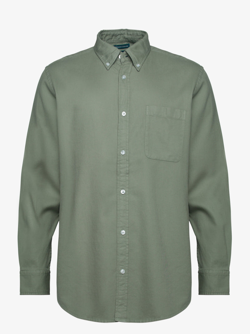 Green dry cotton shirt with pocket