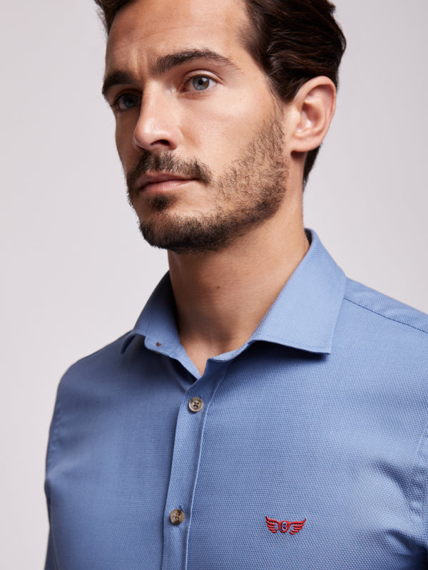 Camisa algodão azul intermédio Tailored Fit