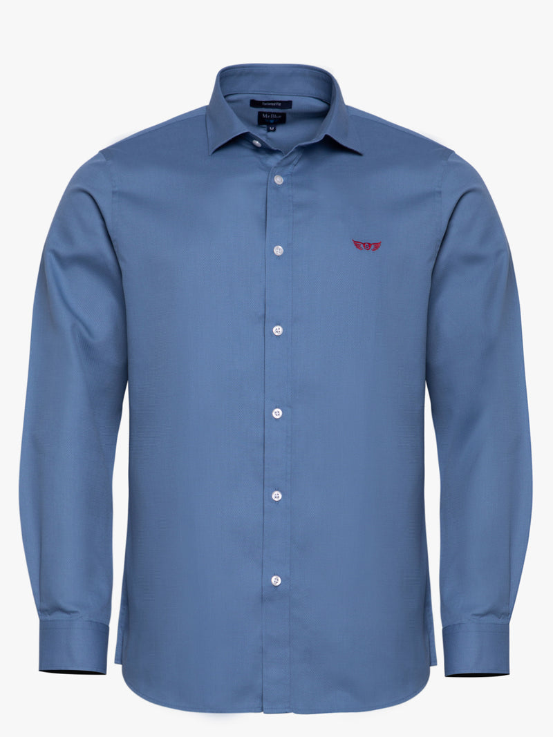 Intermediate blue cotton shirt Tailored Fit