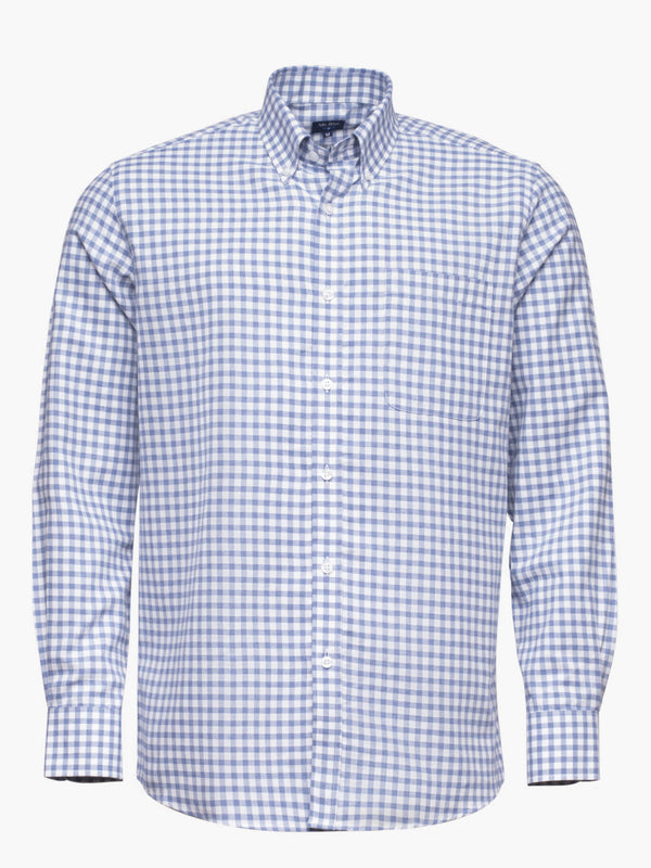 Camisa de franela azul de cuadros medianos