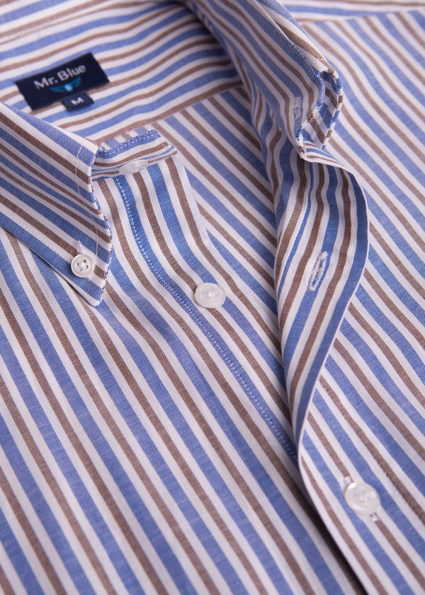 Oxford Short Sleeve Shirt with Wide Stripes