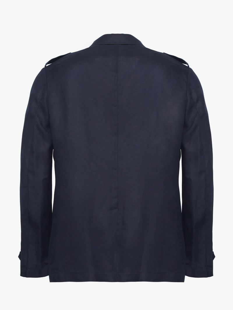 Dark blue cotton and linen blazer