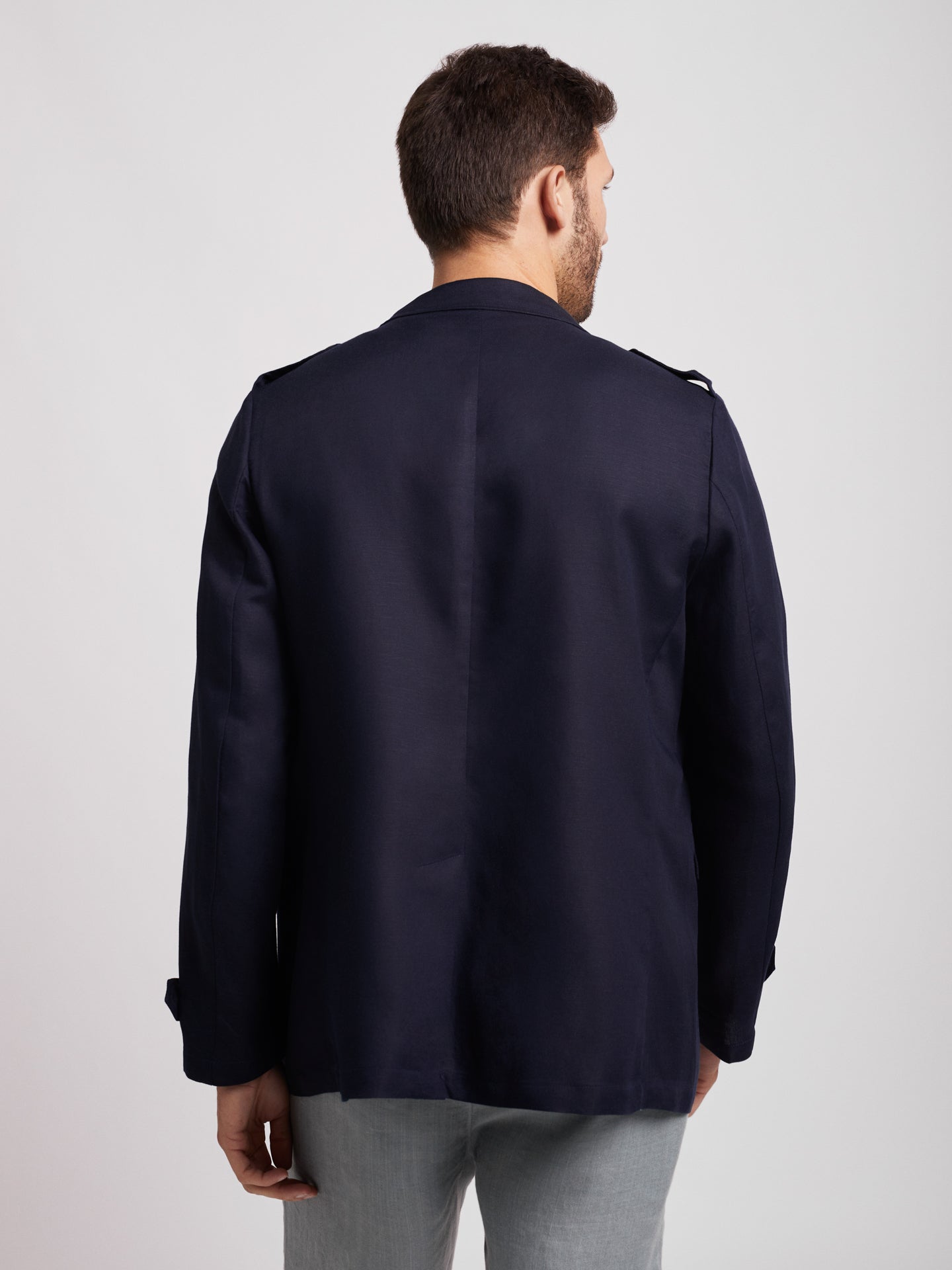 Dark blue cotton and linen blazer – Mr Blue - Main Image