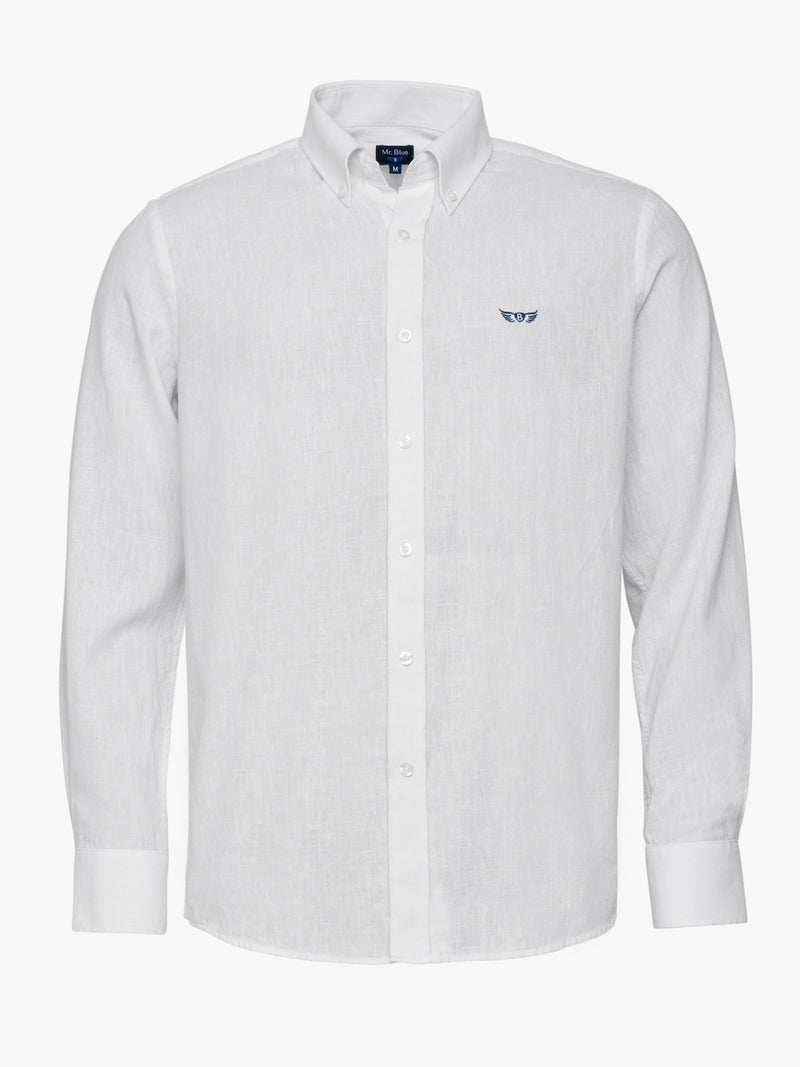 Regular fit linen white shirt