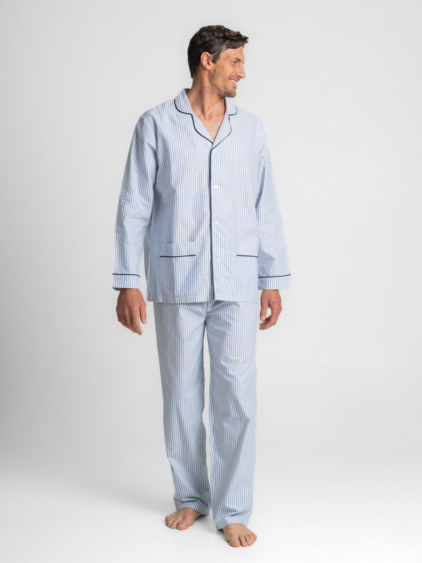 Pijama de algodón azul