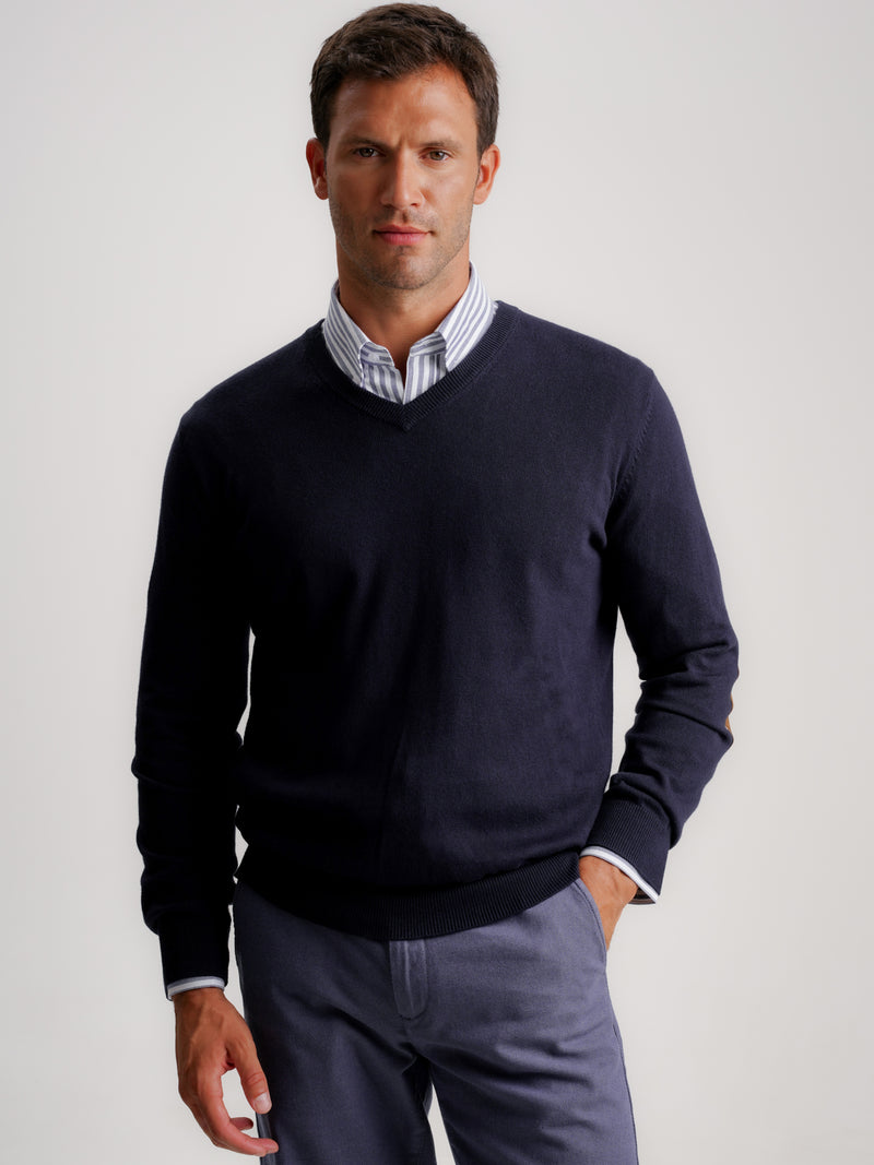 Blue Thin Cashmere Pullover