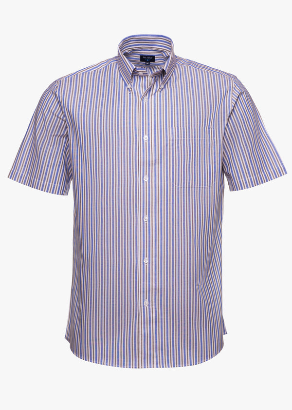Oxford Short Sleeve Shirt with Wide Stripes