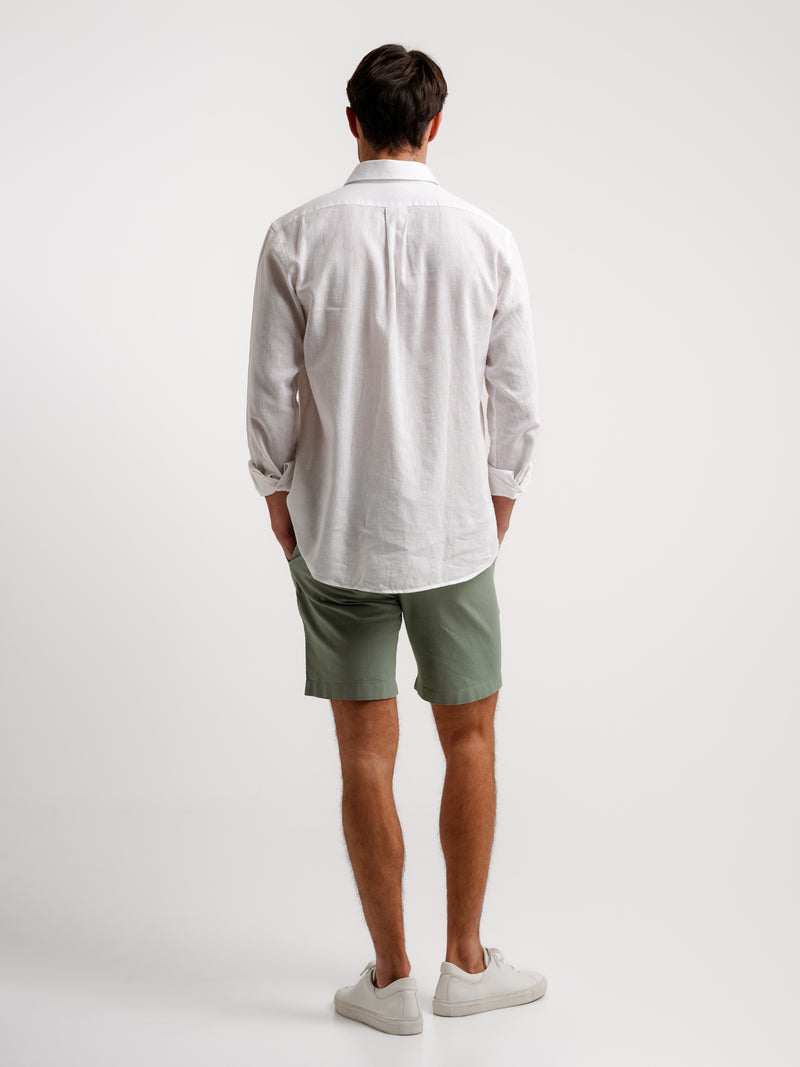 Regular fit linen white shirt