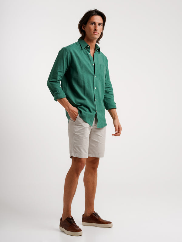 Camisa Regular Fit Linho Verde