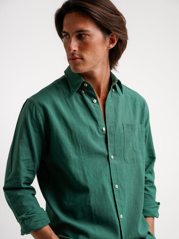 Camisa Regular Fit Linho Verde