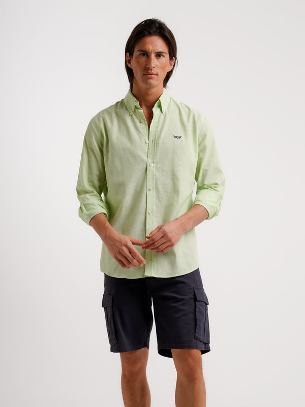 Camisa Regular Fit Linho Verde