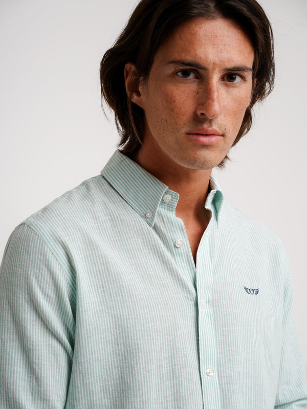 Camisa Regular Fit Linho Verde