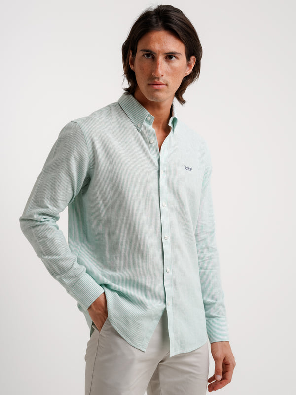 Camisa Regular Fit Linho Verde