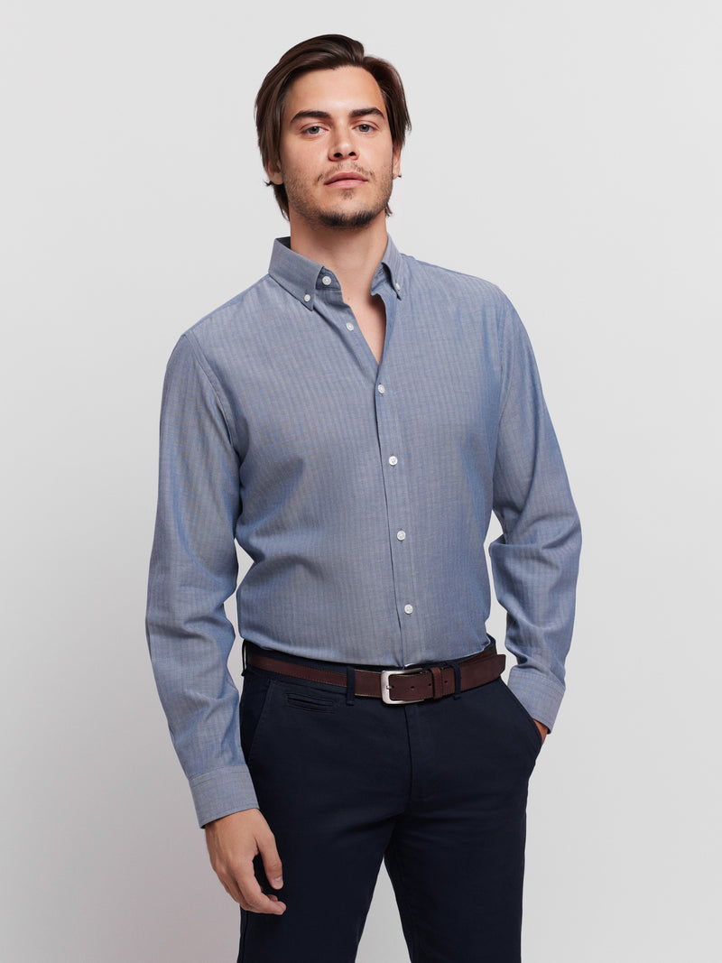 Tailored Fit Blue Long Sleeve Shirt