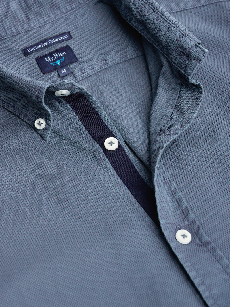 Camisa Regular Fit Estructurada Azul