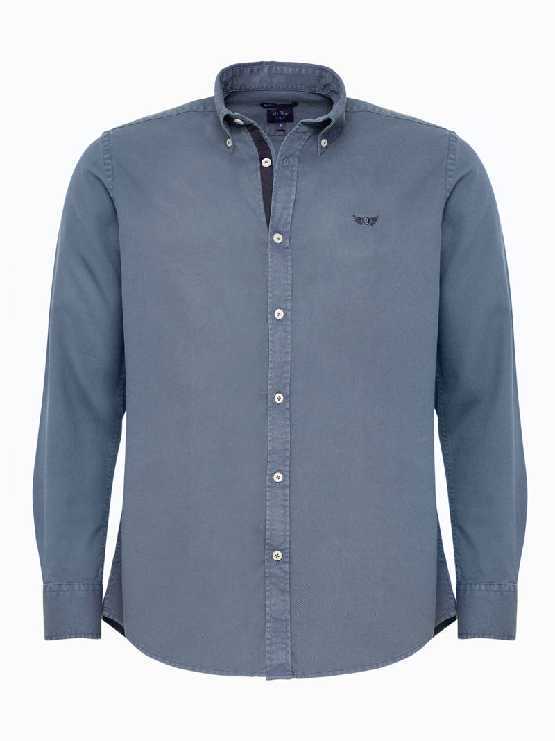 Camisa Regular Fit Estruturada Azul