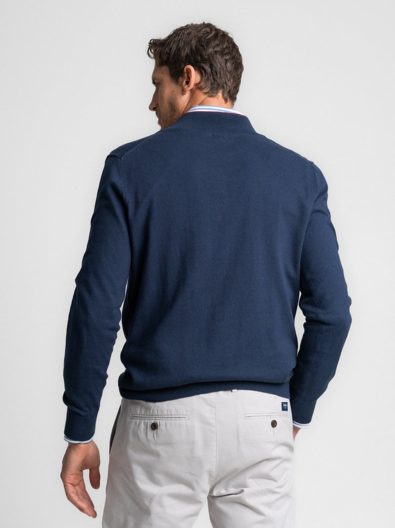 Blue cotton and cashmere sweater